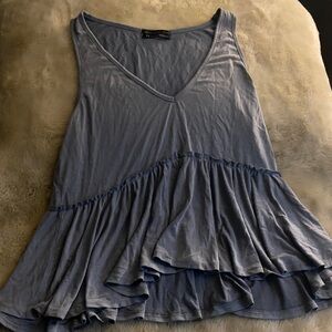 Urban Outfitters Blue V-Neck Ruffle Tank Top